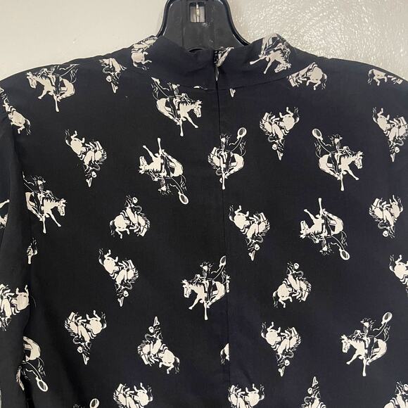 RE/DONE NWT Cowboy Horses Bow 100% Silk Crepe Mini Dress Size S - Picture 10 of 16